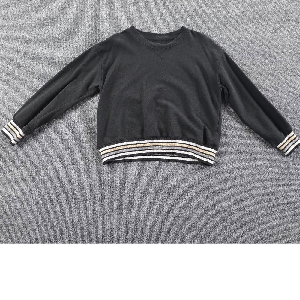 Splendid Kids‎ Black Crewneck Sweatshirt Striped Cuffs Size L/12